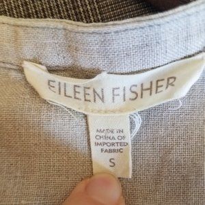 Eileen Fisher 100% linen collarless button down